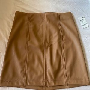 Tan leather skirt